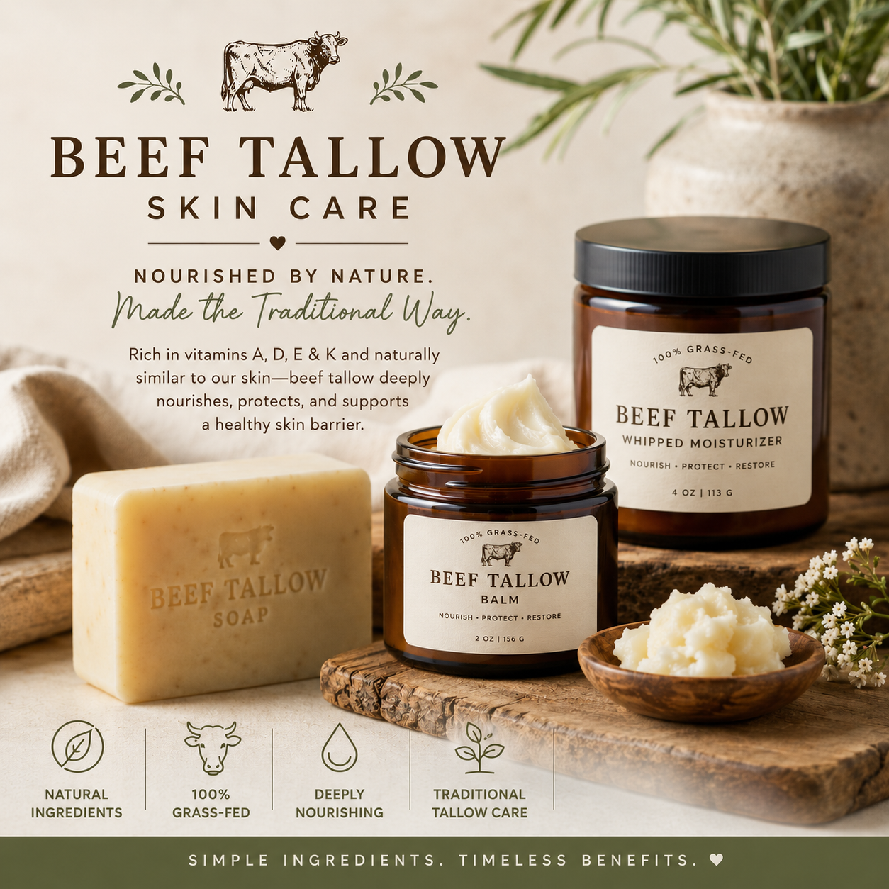 Nourished By Nature - Beef Tallow Skincare